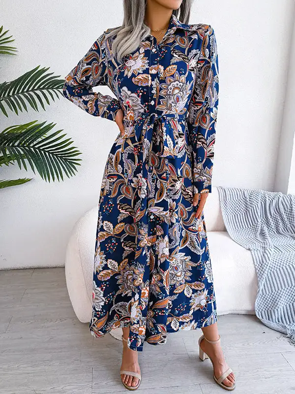 Flower Buttoned Long Maxi Dress