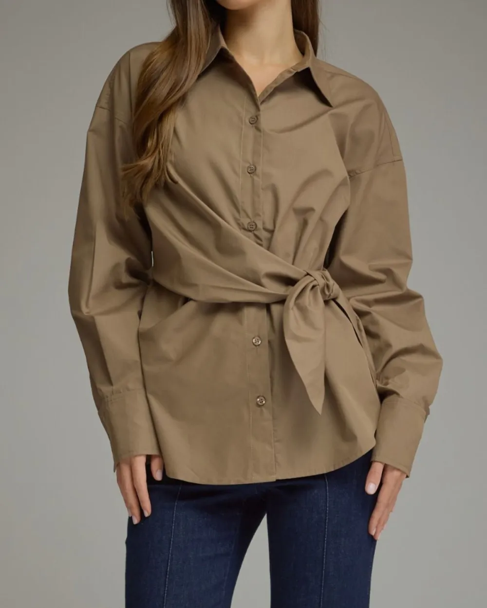 Side Tie Collared Top