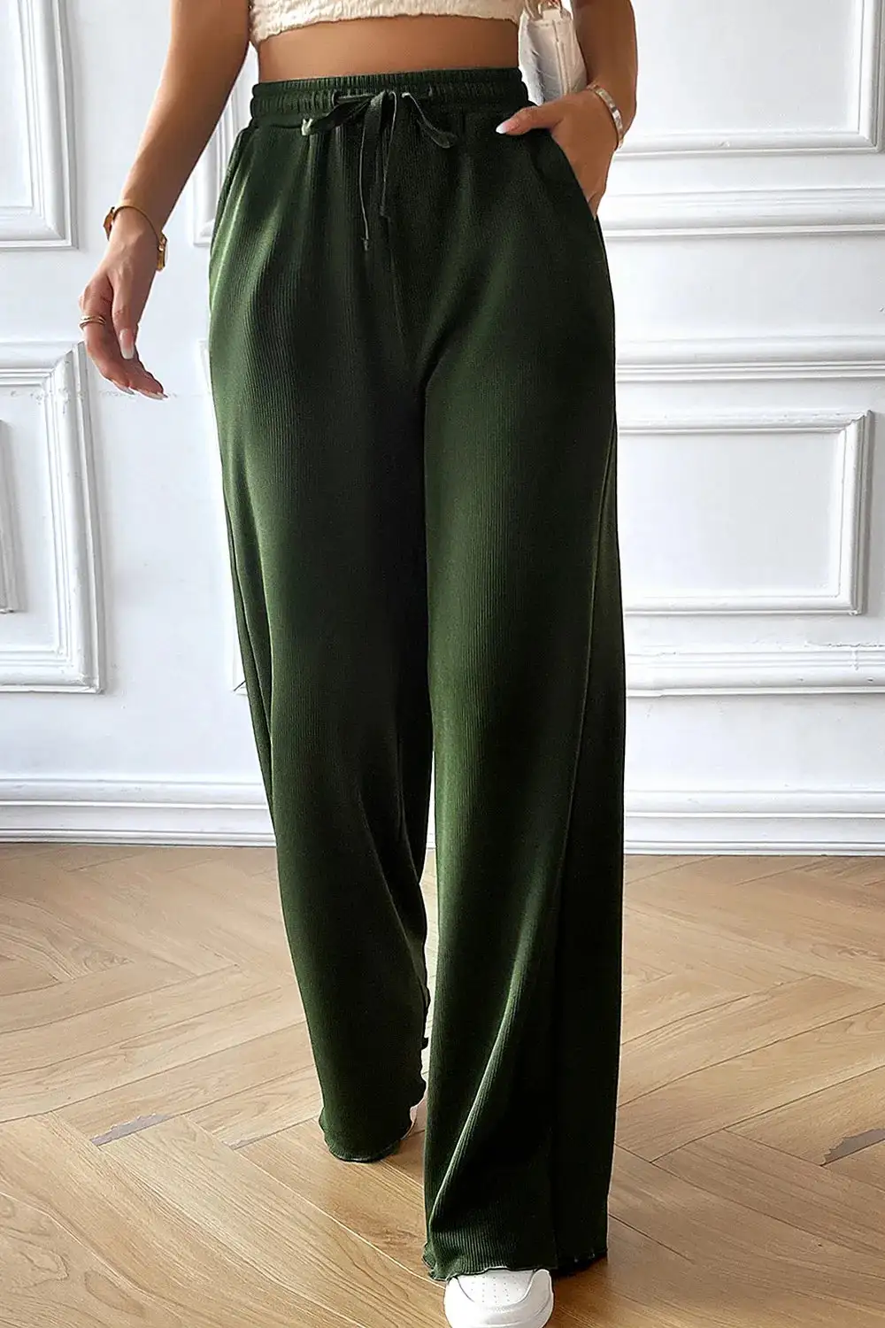 Casual Wide Leg Drawstring Pants