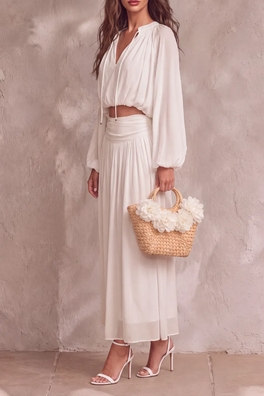 Tie Detail Mesh Matching Skirt Set