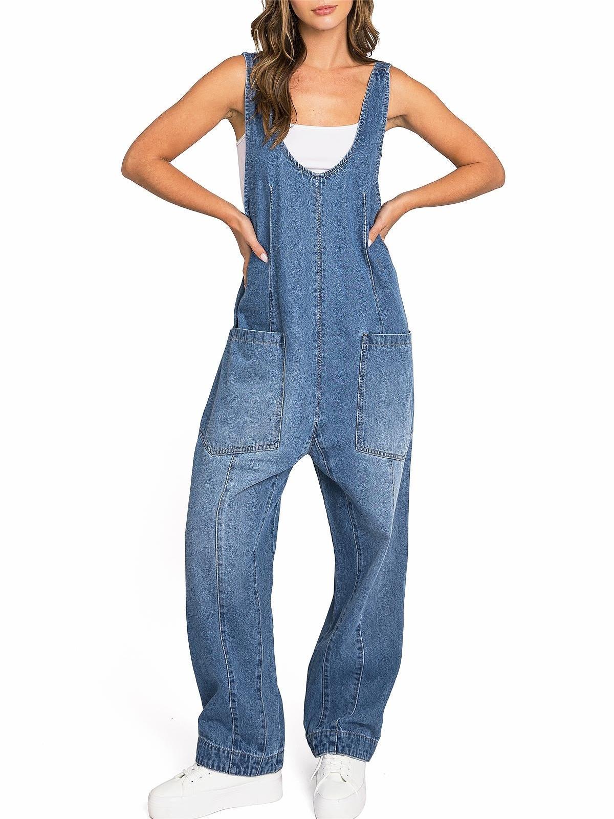 Light Blue Denim Overalls Jumpsuit