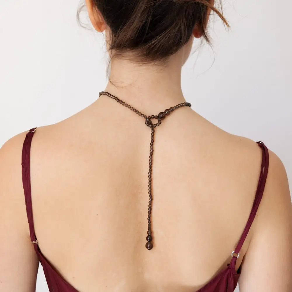 Drop Smoky Quartz Lasso Necklace