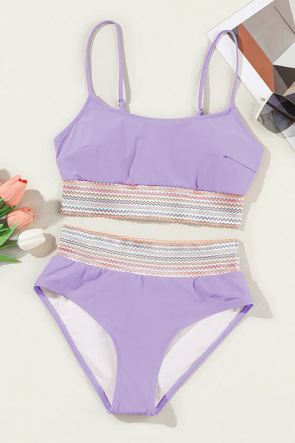 Scoop Neck Spaghetti Strap Bikini Set Accessory