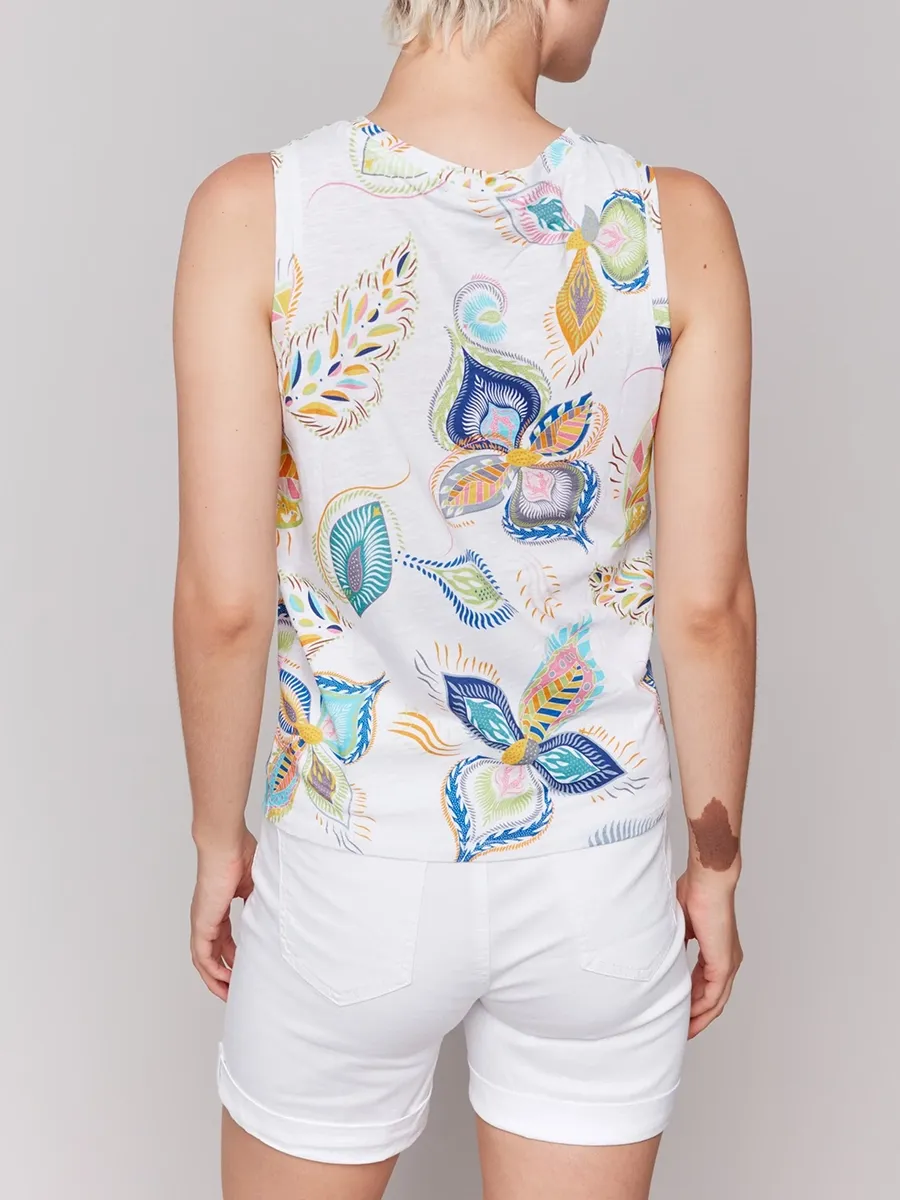 Trendy Lazy Style Art Print Cotton Vest