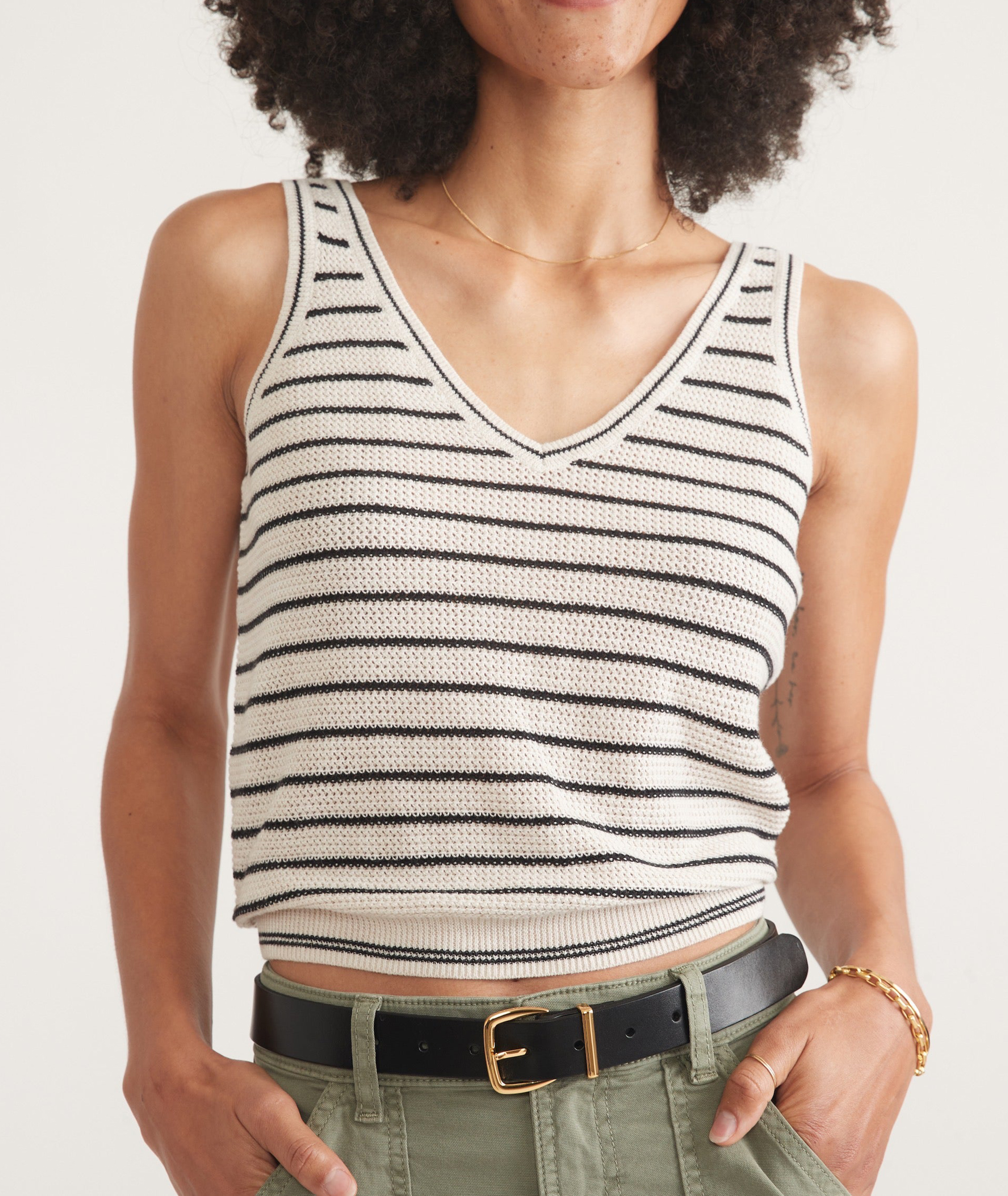 Monochrome Striped Sleeveless Top