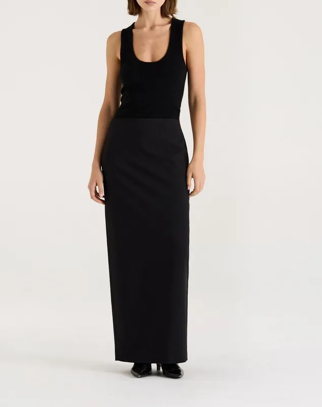 Black Low-Rise Maxi Skirt