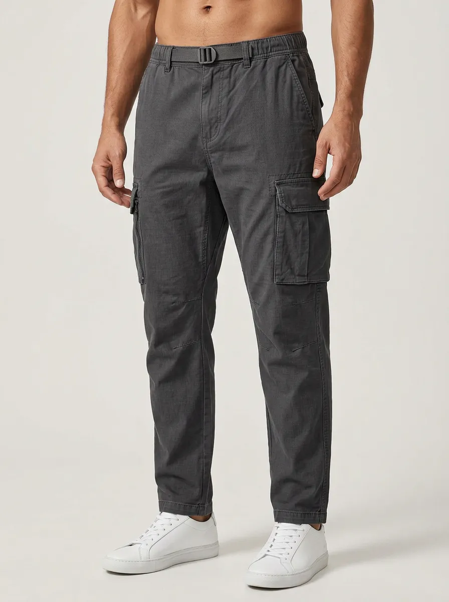 Men's Outdoor Tactical Multi-Pocket Belted Cargo Pants