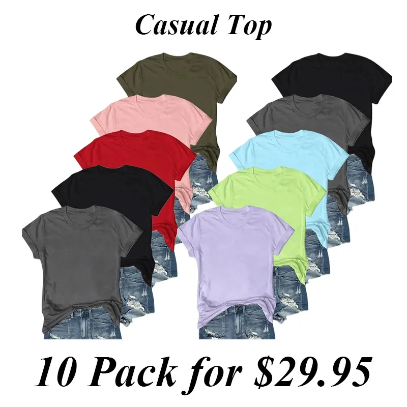 Women'S Solid Round Neck Tee, Casual Short Sleeve T-Shirt For Summer, Ladies Clothes For Daily Wear