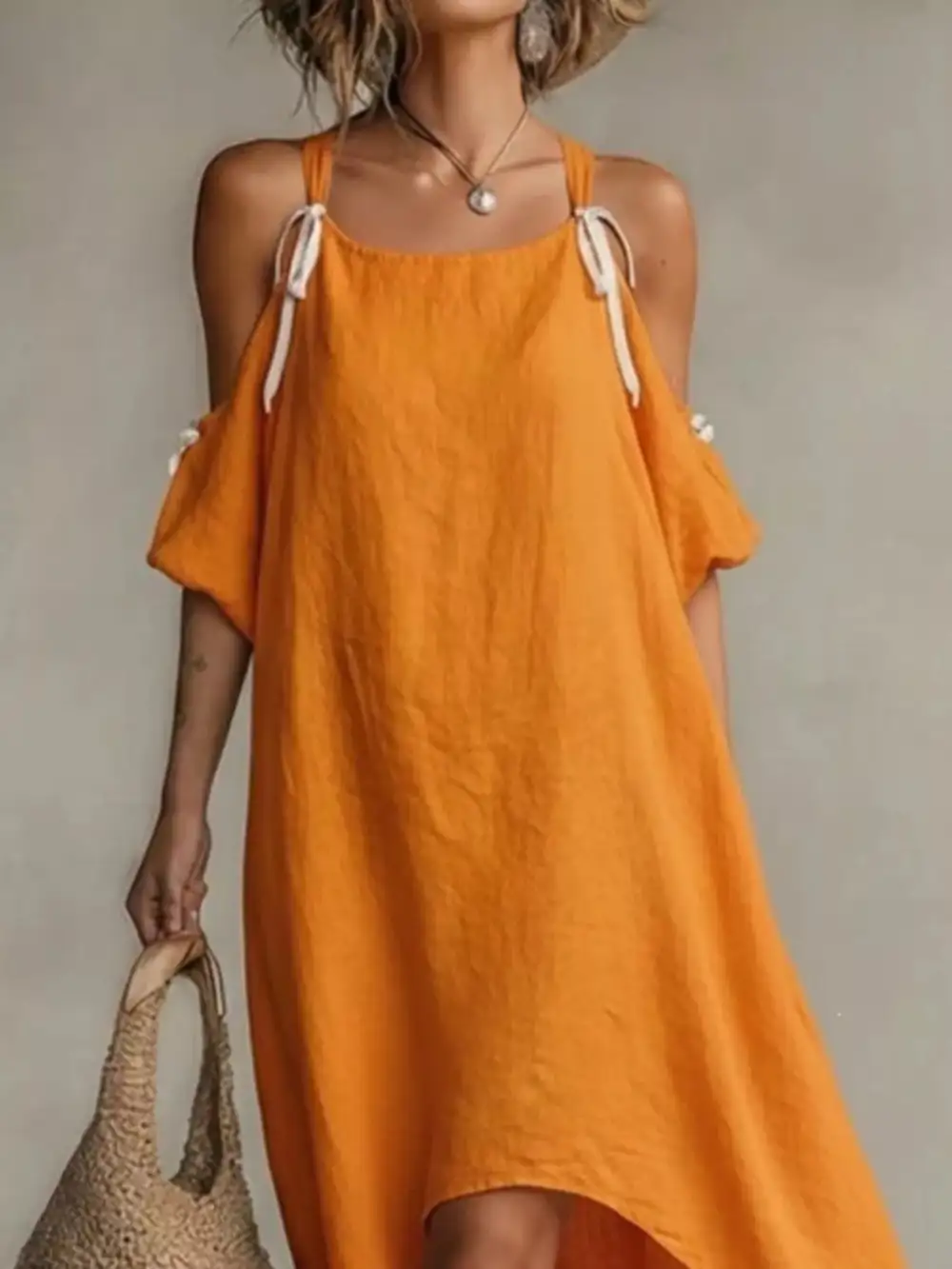 High-Low Cold Shoulder Maxi Dress