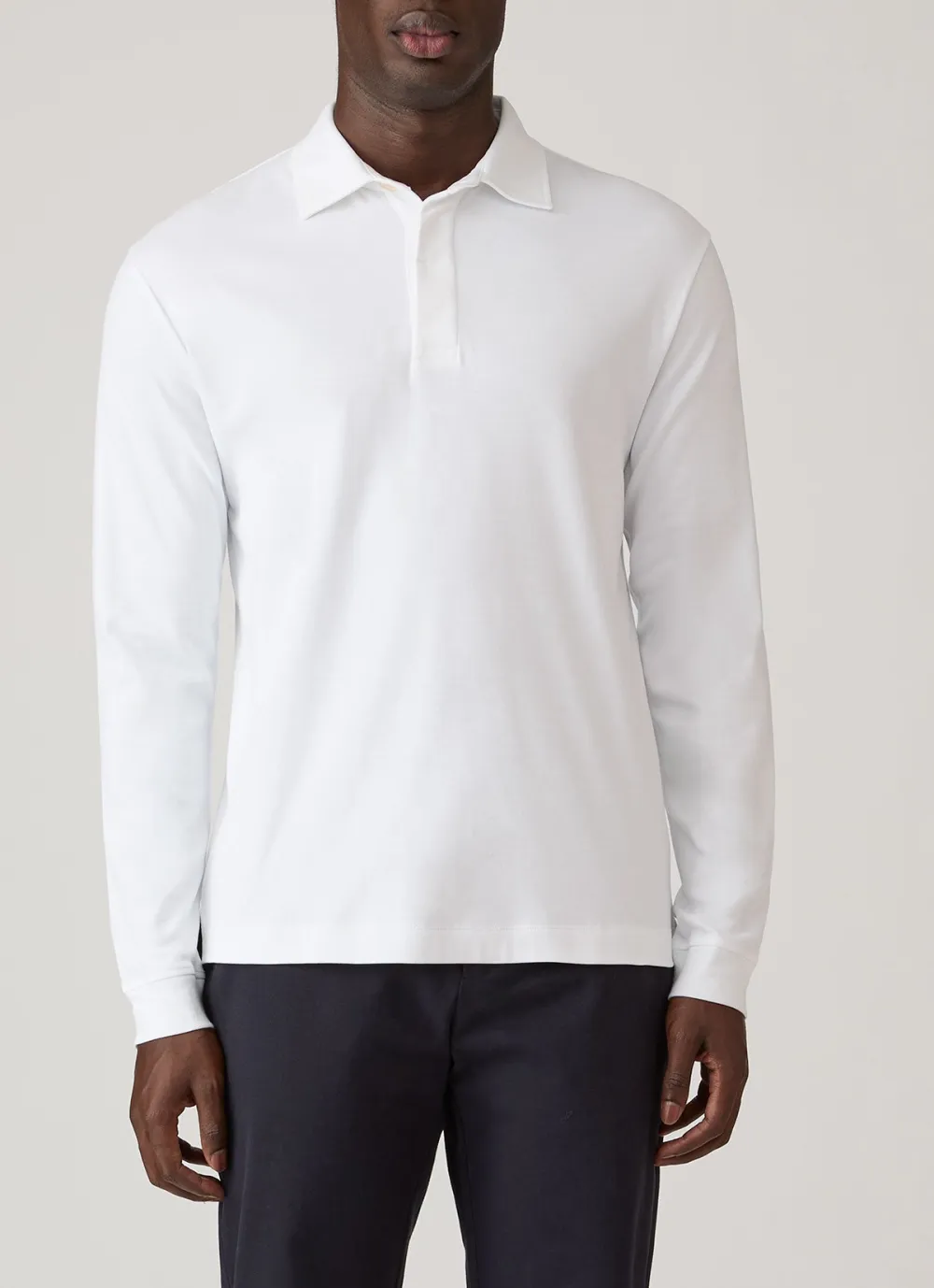 Modern Everyday Relaxed Fit Heavyweight Rugby Cotton Long Sleeve Polo Shirt