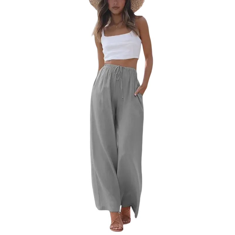 Women's cotton and linen wide-leg pants for summer