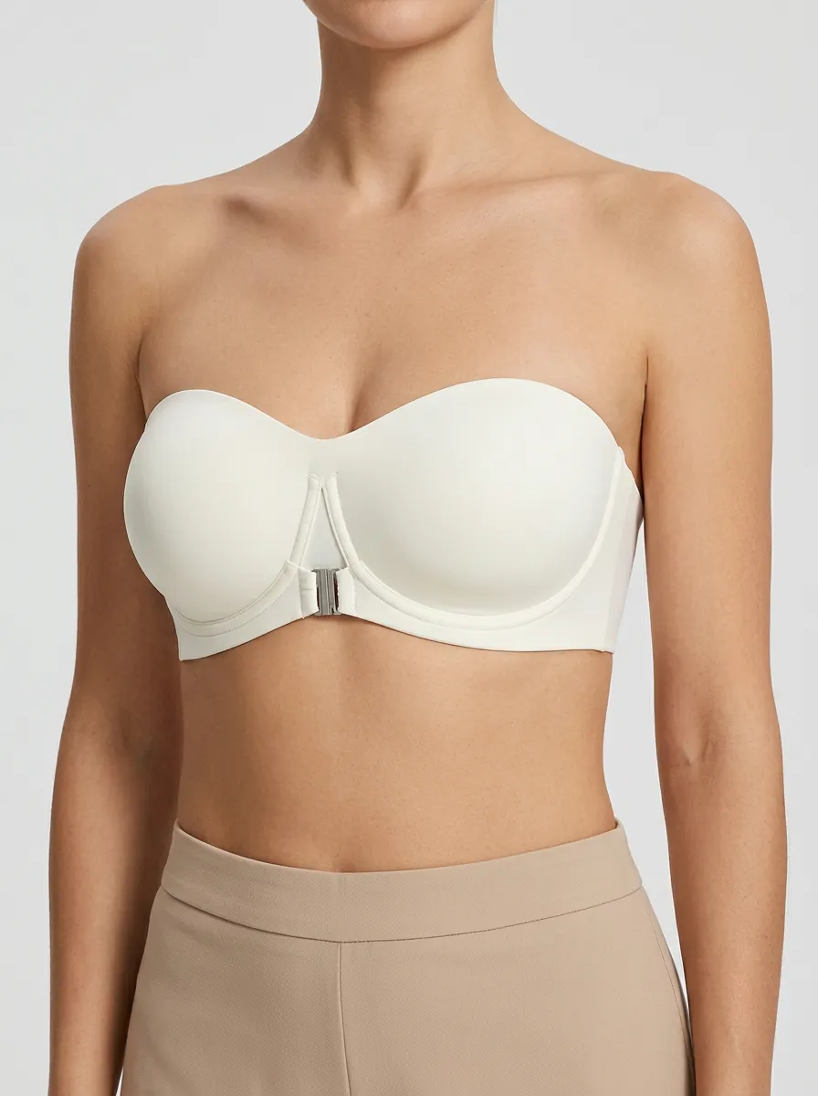 Women's Metal-Clasp Structured-Cup Front-Closure Strapless Bra