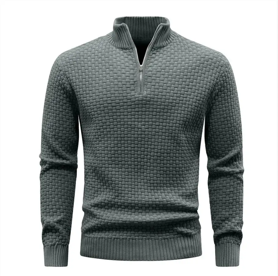 Textured Half-Zip Knit Sweater