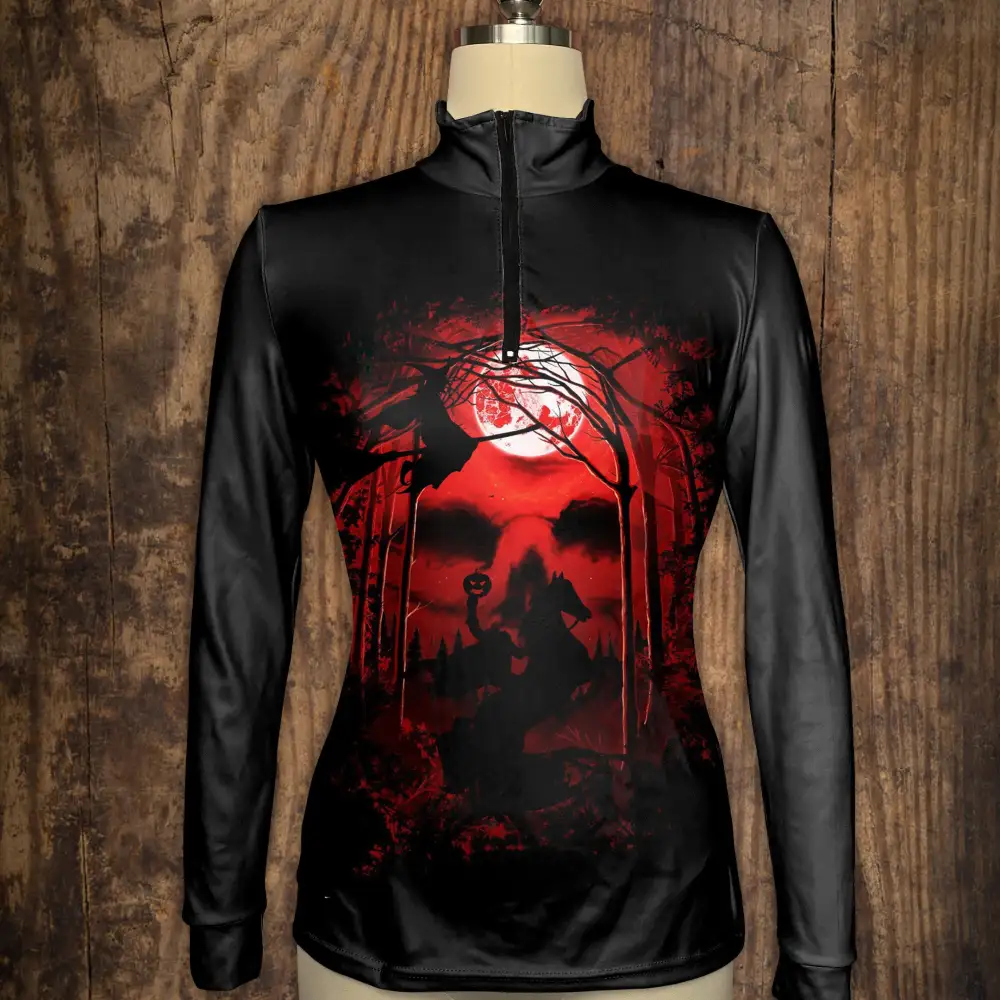 Women's Riding Style Halloween Horse Print Long Sleeve Casual Shirt