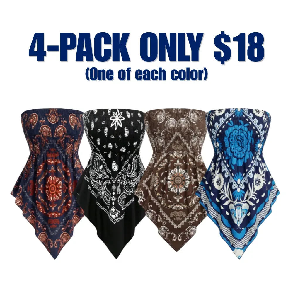 Plus-Size Women's Strapless Top with Ethnic Print