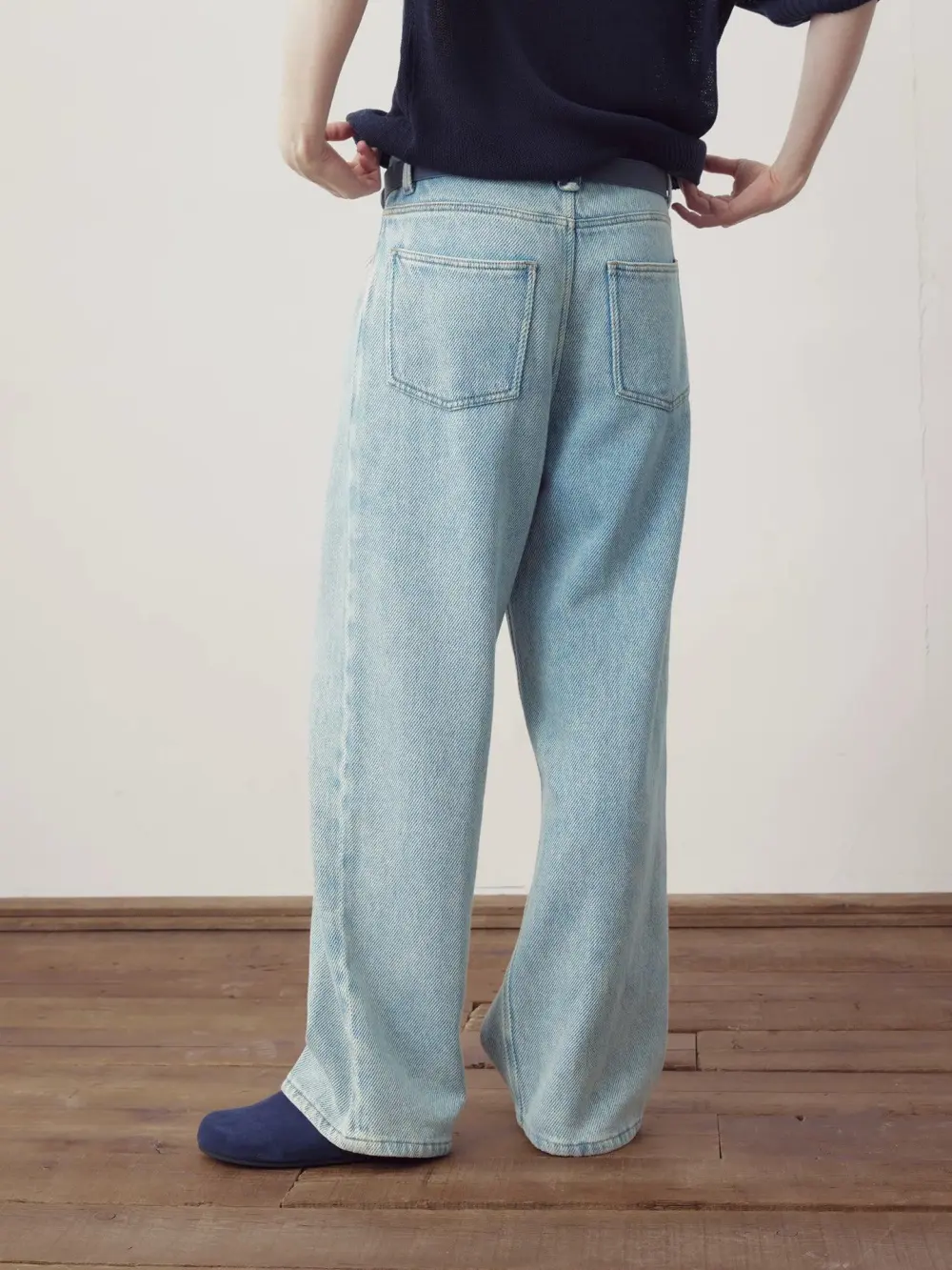 Washed Twill Straight Leg Jeans