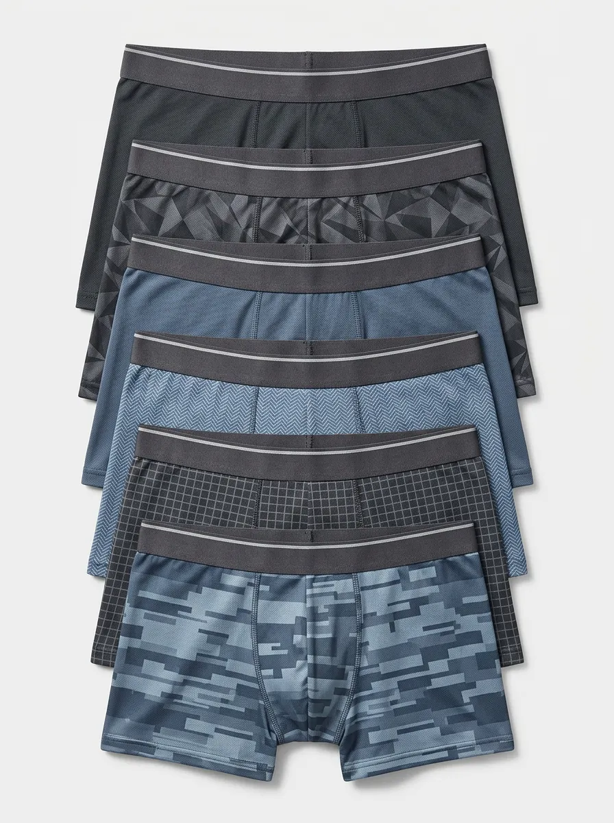 Men's Mixed Pattern Geometric Six-Pack Boxer Briefs