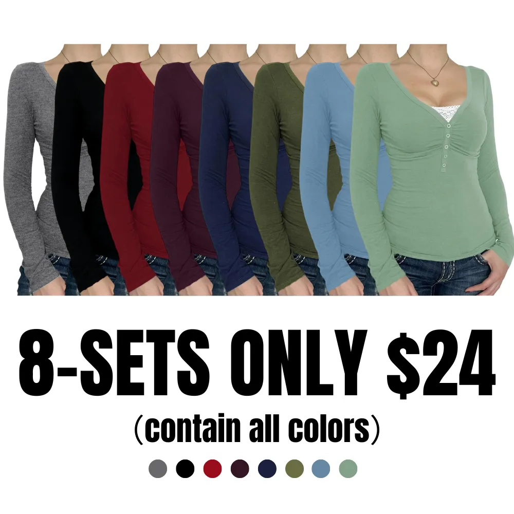Women's Contrast Lace Button V Neck Tee