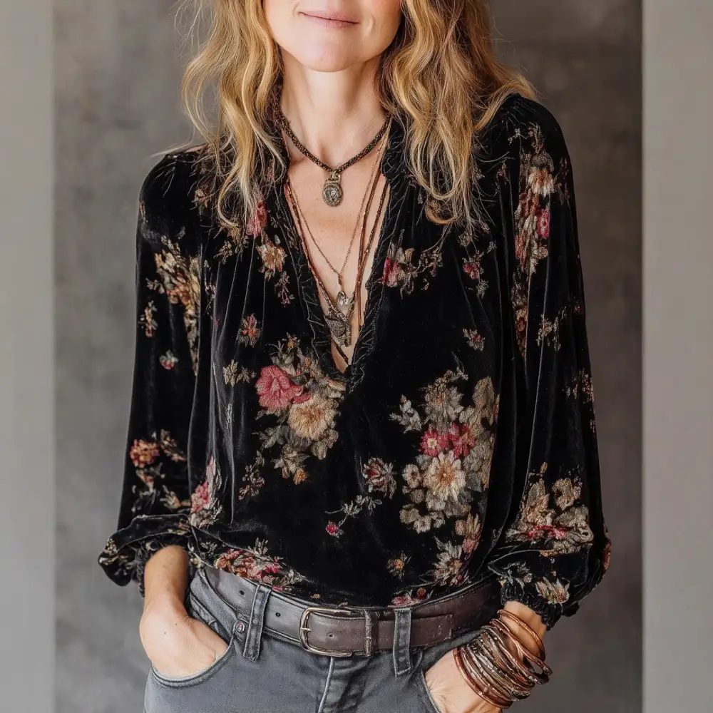 Long Sleeve Velvet Casual Dress