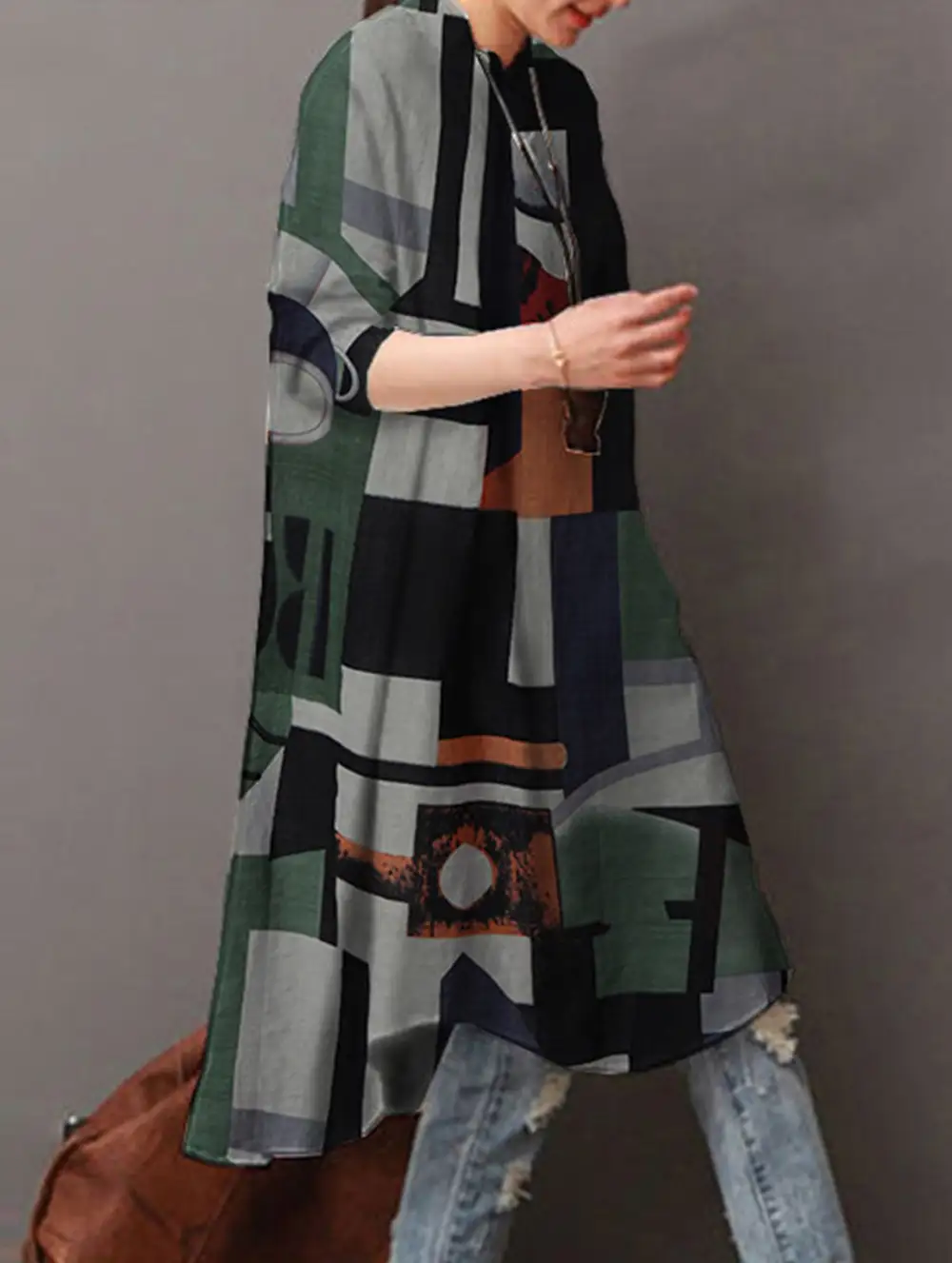 Loose Bohemian Mid-Length Shirt