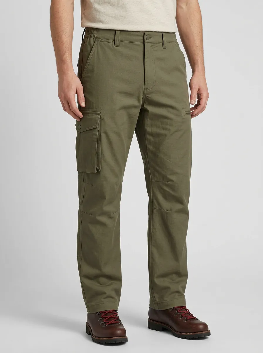 Men's Outdoor Tactical Olive Green Multi-Pocket Cargo Pants