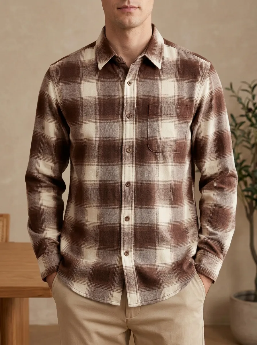 Modern Form Plaid Long-Sleeve Men's Long-Sleeve Shirt