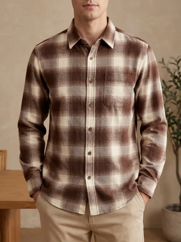 Modern Form Plaid Long-Sleeve Men's Long-Sleeve Shirt