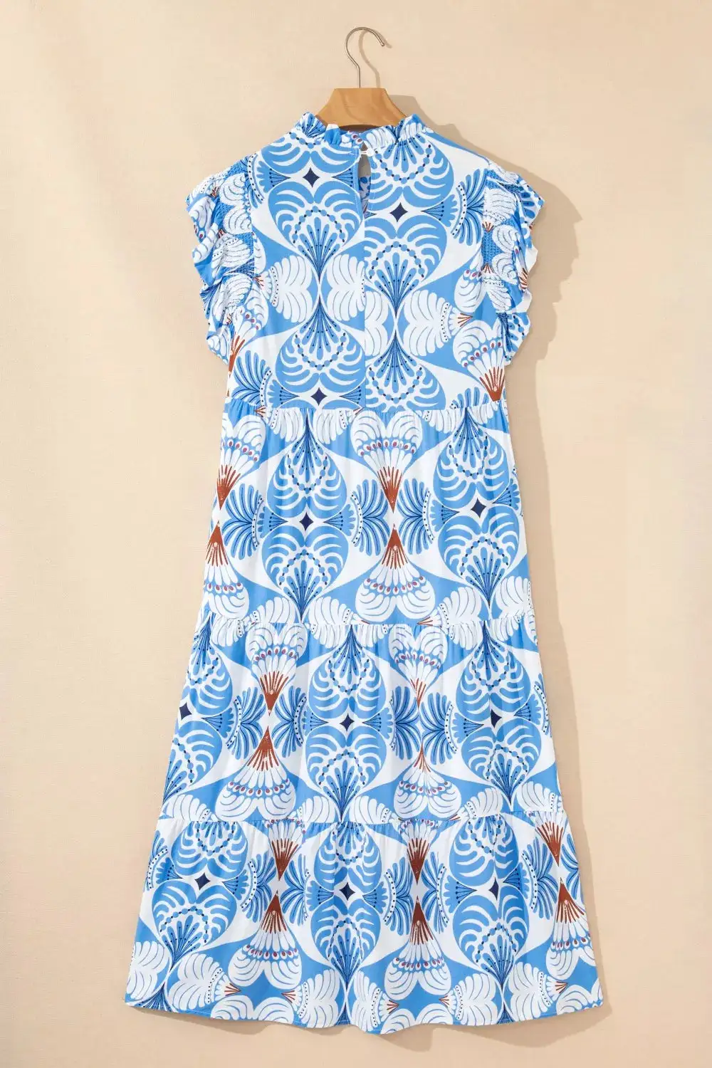 Printed Flutter Sleeve Dress Casual