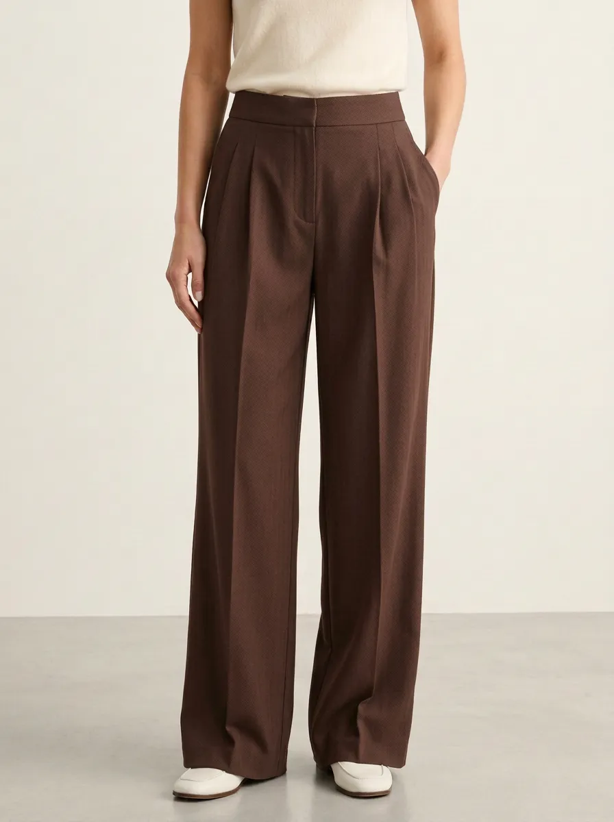 Classic Style Wide-Leg Pleated Women's Wide-Leg Pants