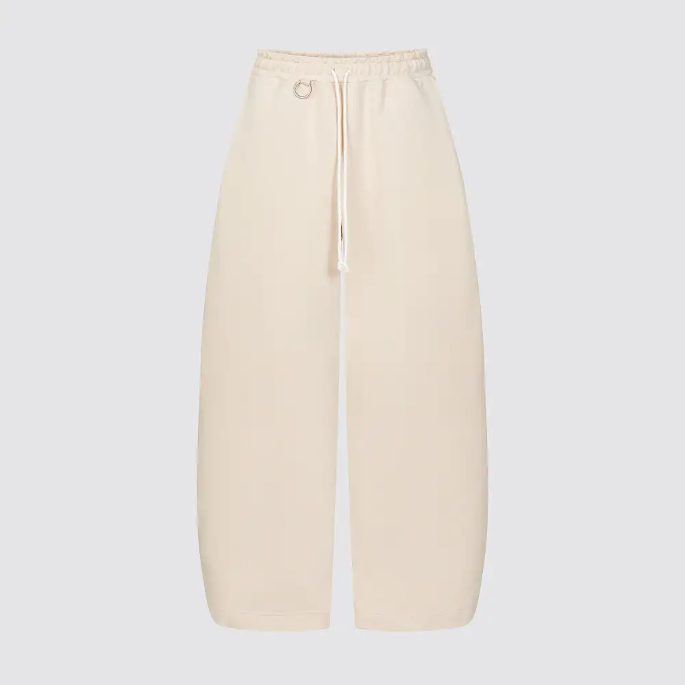 Relaxed Drawstring Pocketed Barrel Leg Wide Barrel Ultra Heavyweight Barrel French Terry Sweatpants