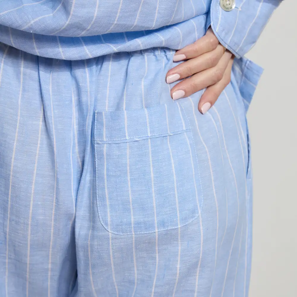 Striped Linen Long PJ Set