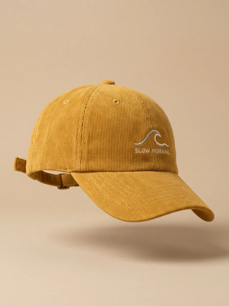Slow-Morning Corduroy Embroidered Unisex Baseball Cap