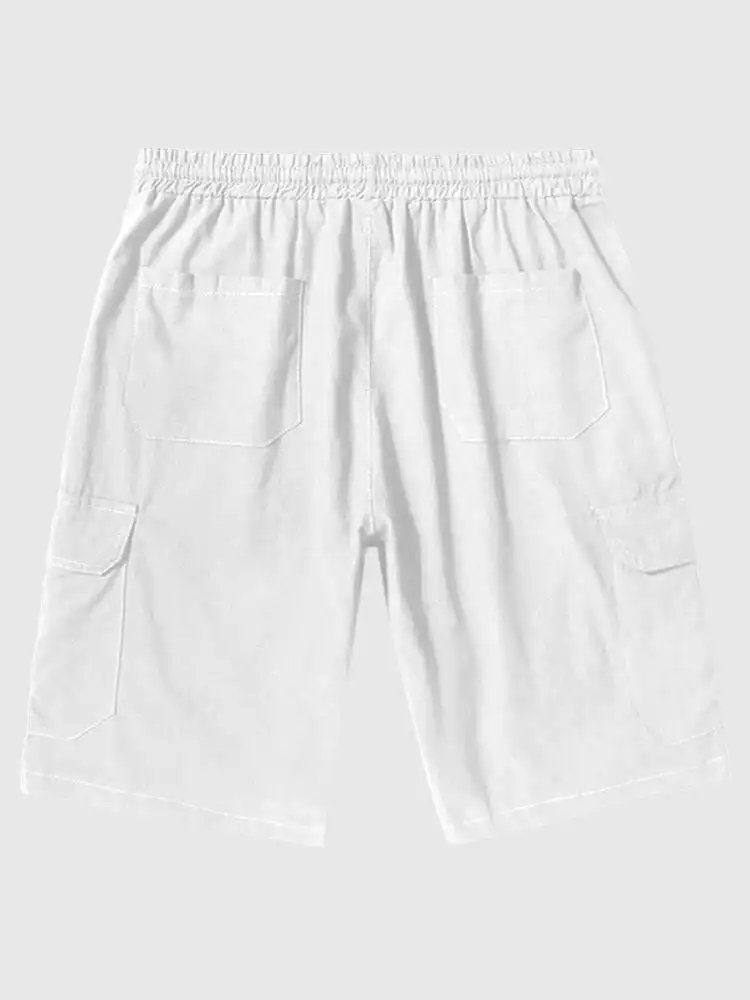 Men's Linen Style Pants Pockets Shorts