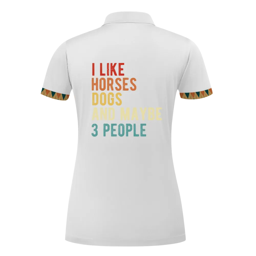 Women's Riding Style Horse Print Casual Short Sleeve POLO Shirt