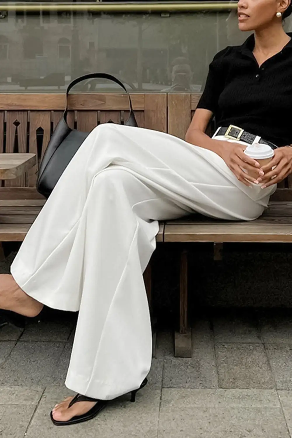 High Rise Wide Leg Tailored Pants