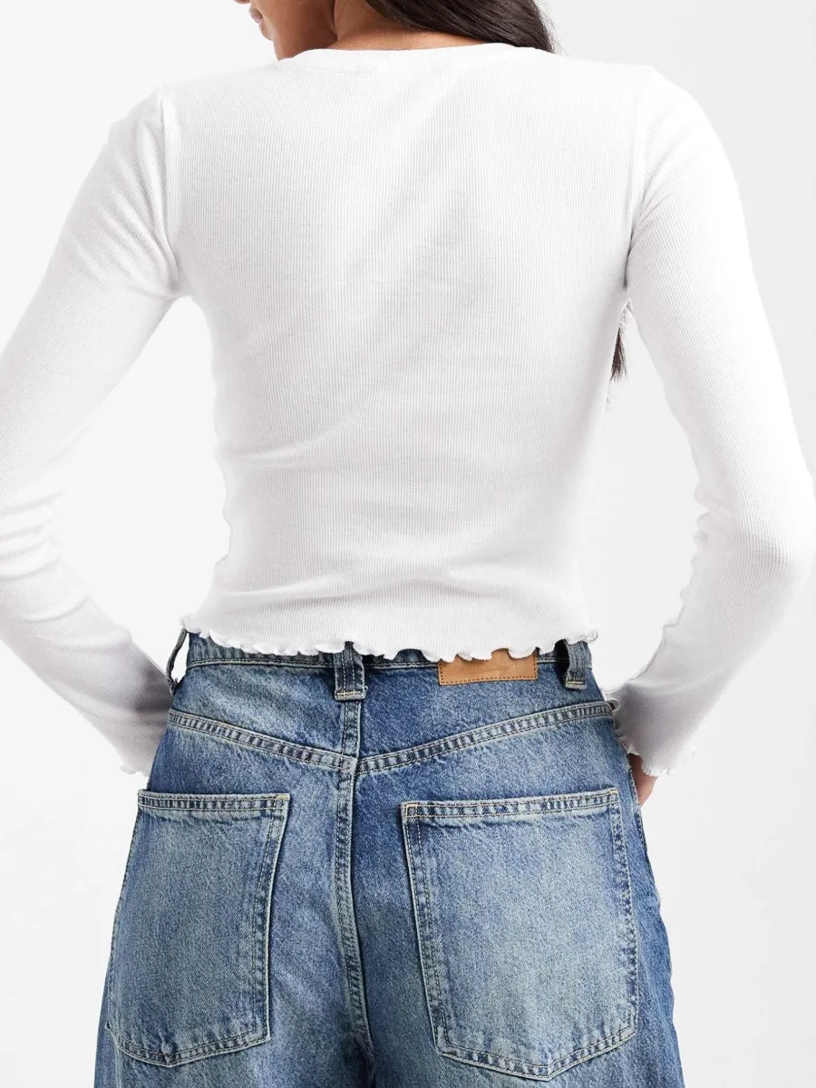 Lettuce-Edge Trim Cropped Top