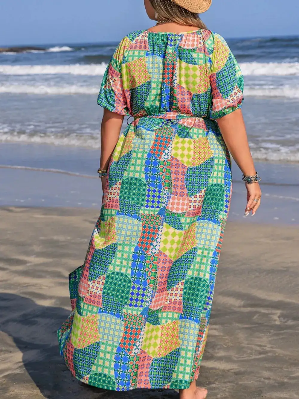 Printed Round Neck Maxi Dress