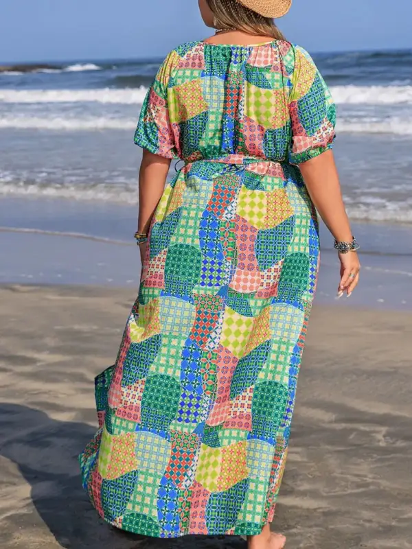 Printed Round Neck Maxi Dress