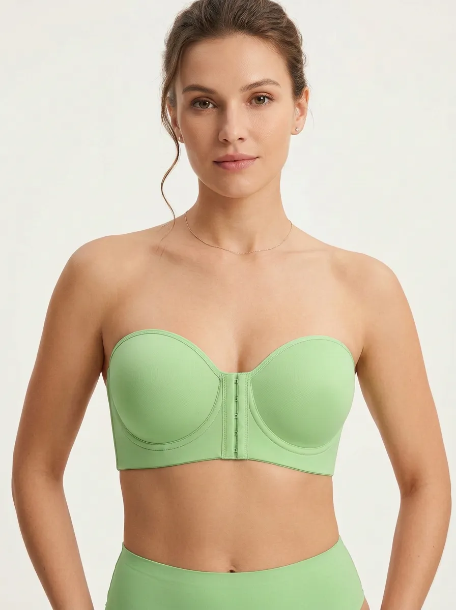Women's Underbust-Seam Molded-Cup Front-Closure Strapless Bra
