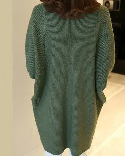 Polyester-Blend V-Neck Longline Relaxed-Fit Cardigan