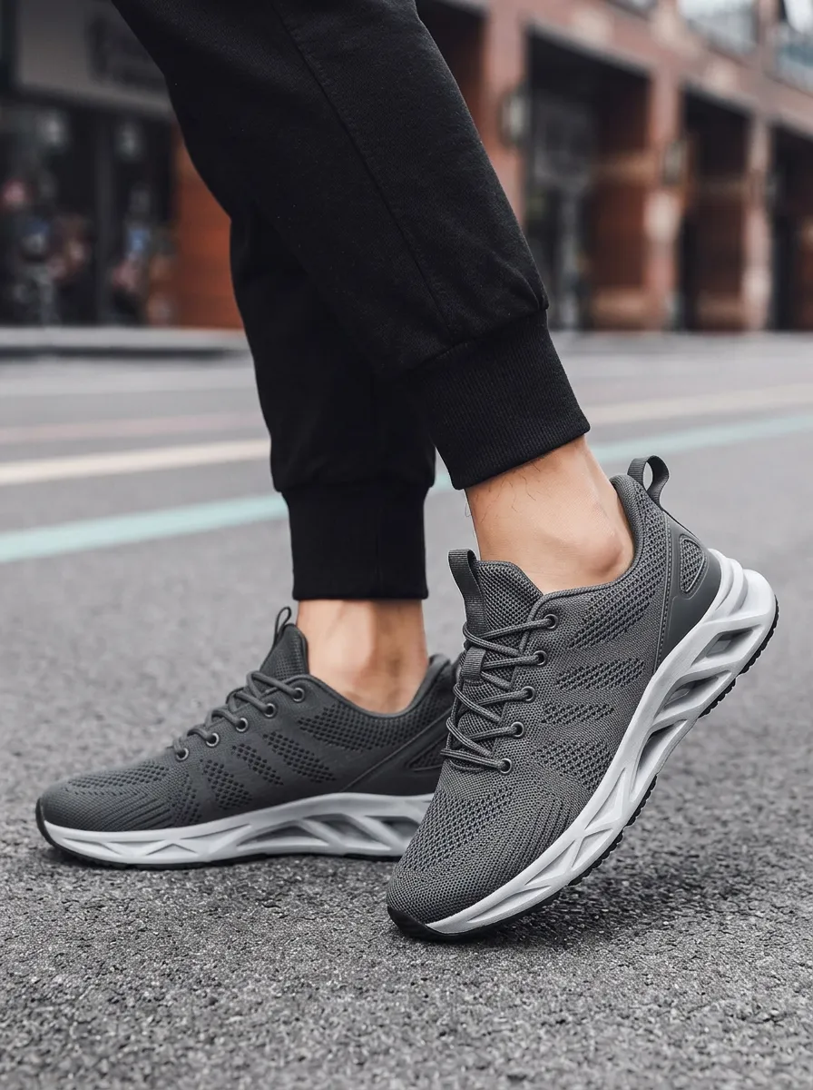 Men's Knitted Mesh Casual Sport Mesh Athletic Sneakers