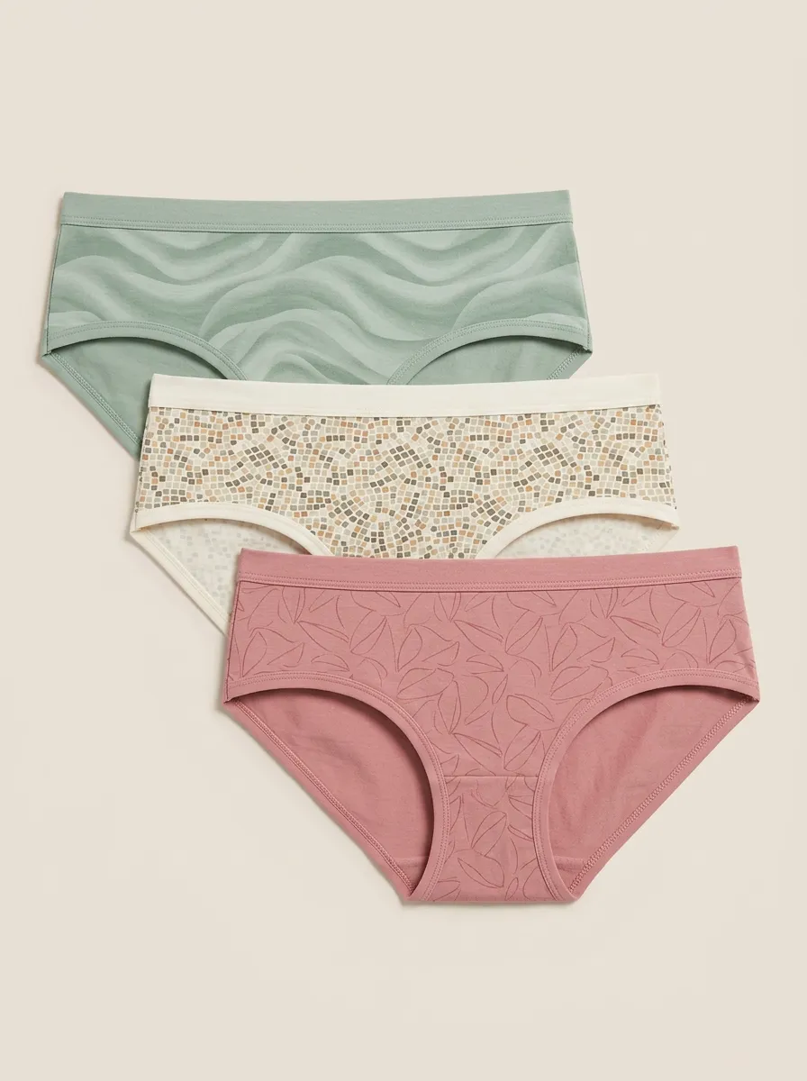 Women's Geometric Floral Wave Print 3-Pack Briefs