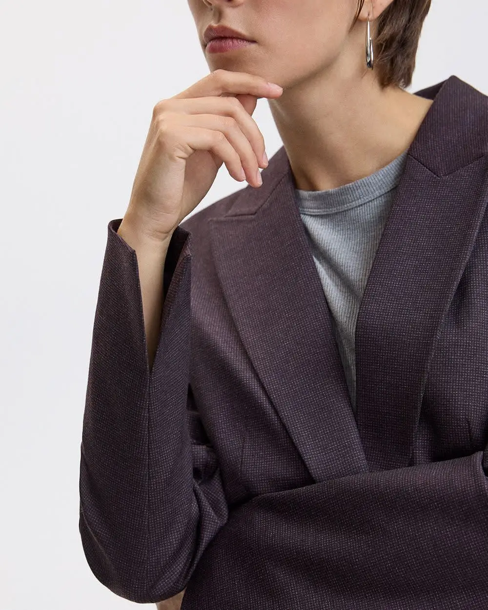 Fitted One-Button Knit Blazer  Modern Stretch