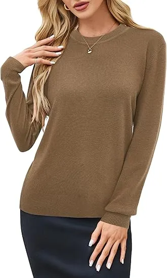 🍂 Women’s Wool Blend Classic Crew Neck Sweater – Timeless Warmth, Effortless Style