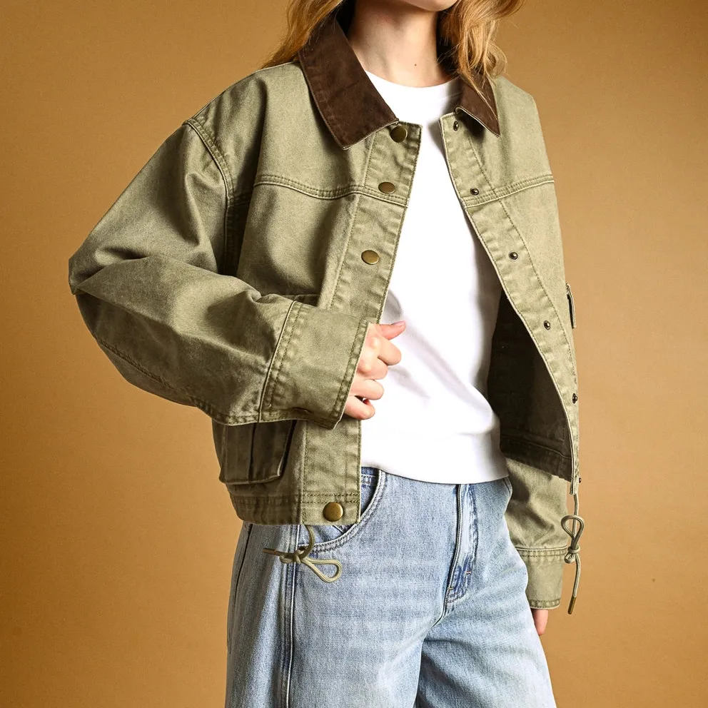 Contrast Collar Utility Jacket