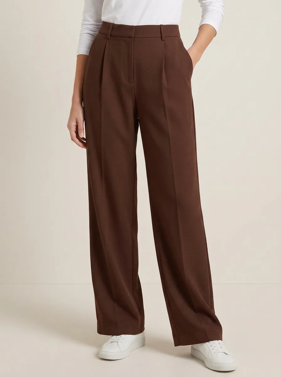 Textured Wide-Leg Solid Women's Wide-Leg Pants
