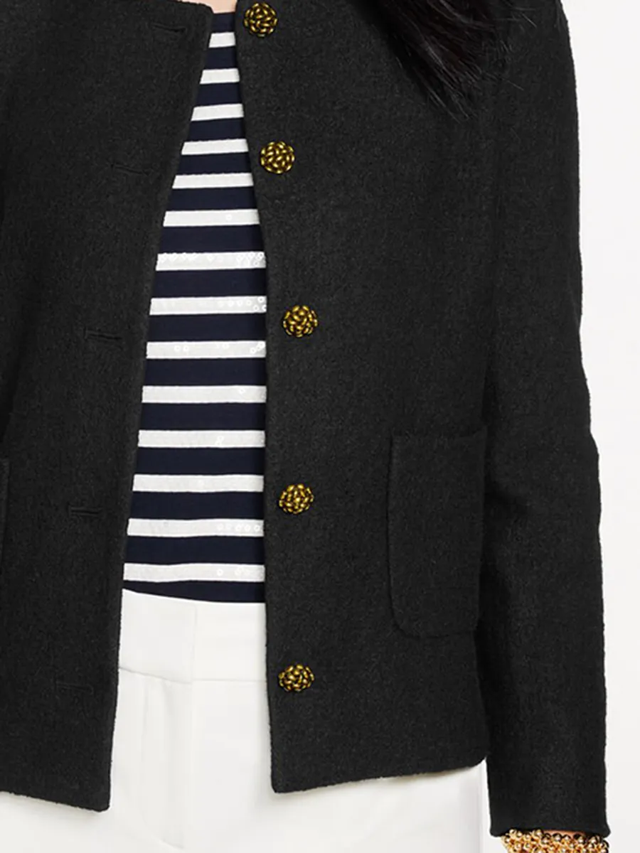 Women's Stylish Wool Buttoned Short Coat