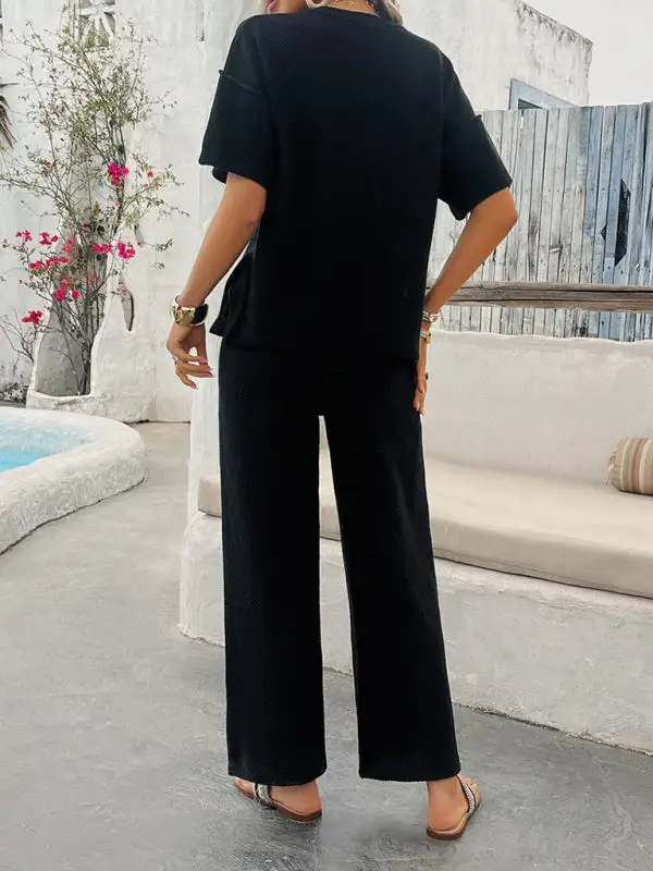 Clean Knitted Short Sleeved Trousers Suit Shorts