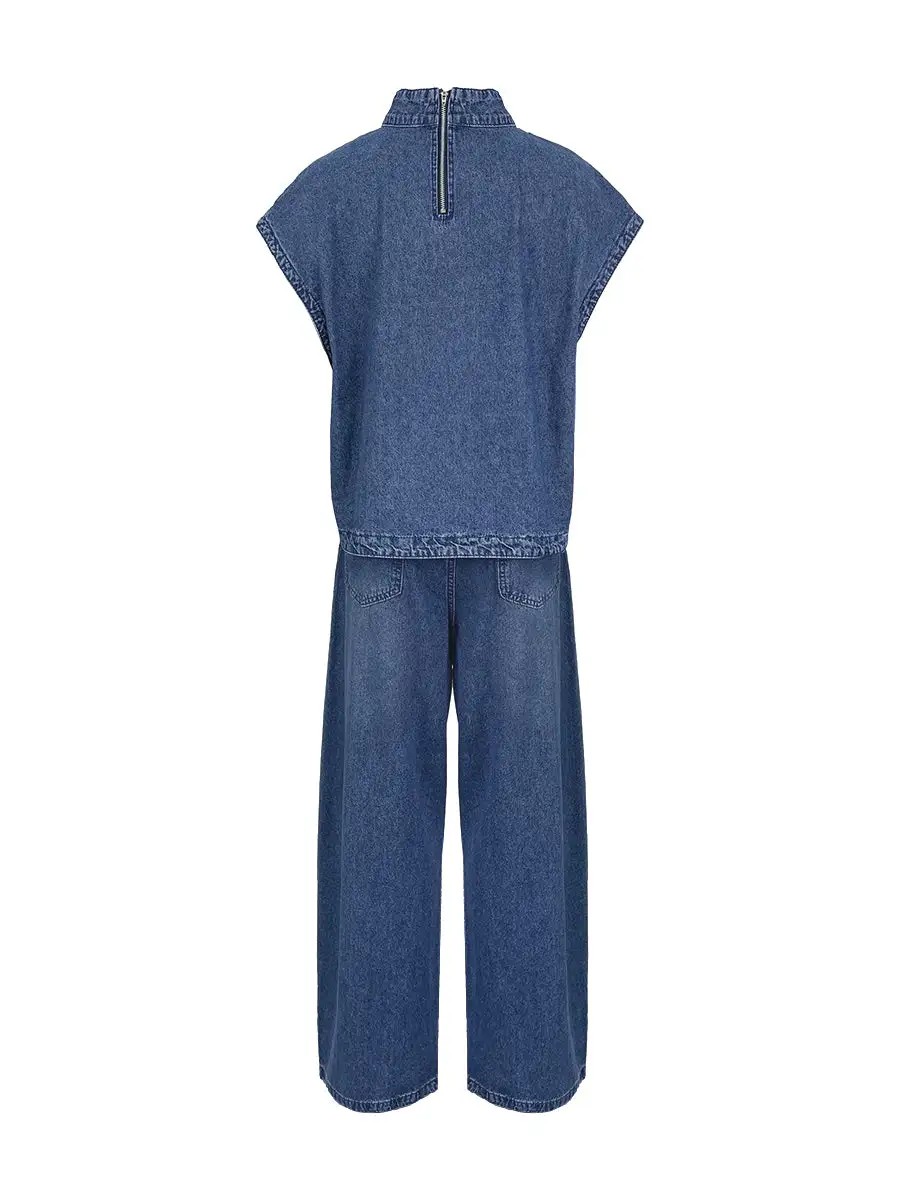 High Waist Relaxed Vest And Pants Set