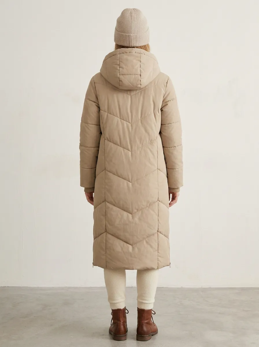 Cozy Quilted Padded Long Hooded Coat